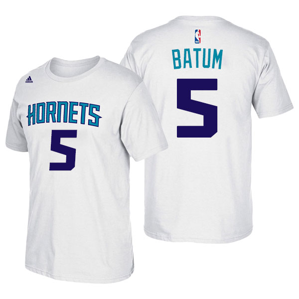 Men's  Nicolas Batum Charlotte Hornets Adidas Net Number White T-shirt