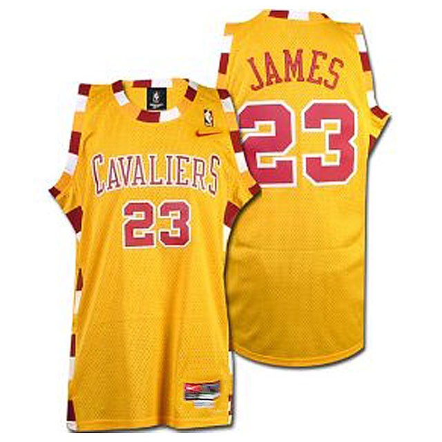 Men's  Cavaliers #23 Lebron James Hardwood Classic Yellow Jersey