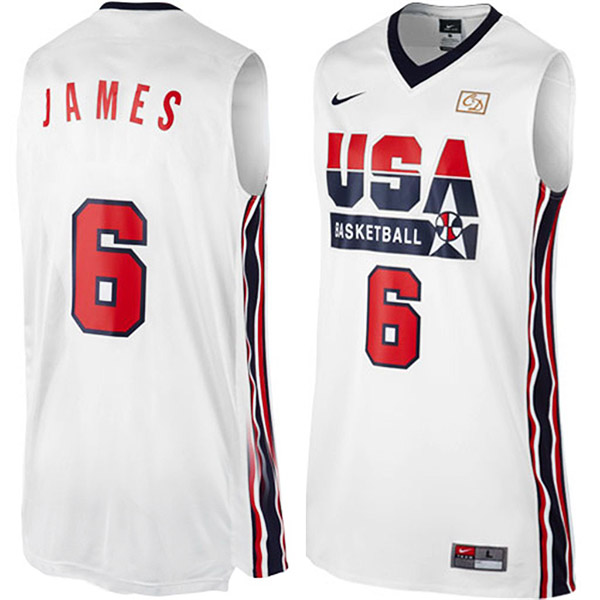 Men's LeBron James Nike USA 1992 Dream Team White Jersey