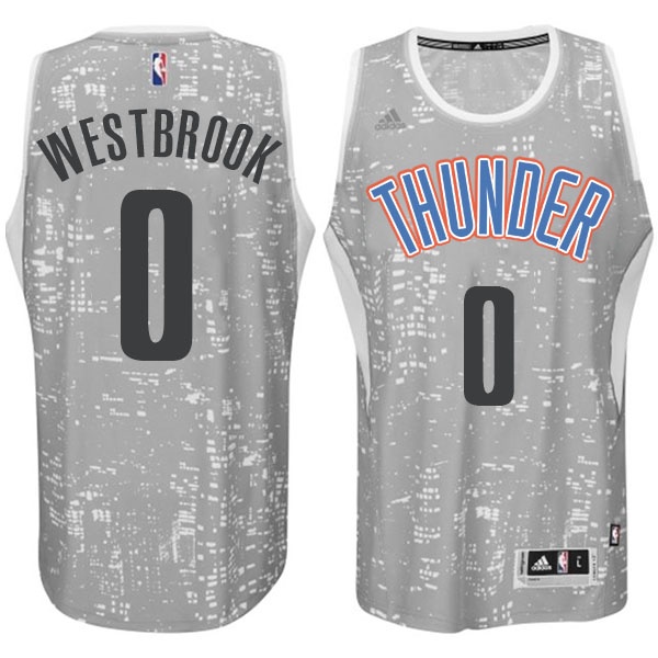 Men's  Oklahoma City Thunder #0 Russell Westbrook City Jersey Light Grey