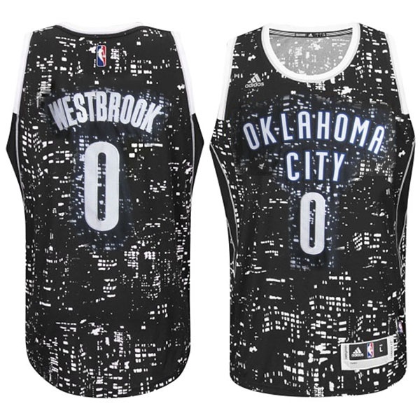 Men's  Oklahoma City Thunder #0 Russell Westbrook City Lights Jersey Black