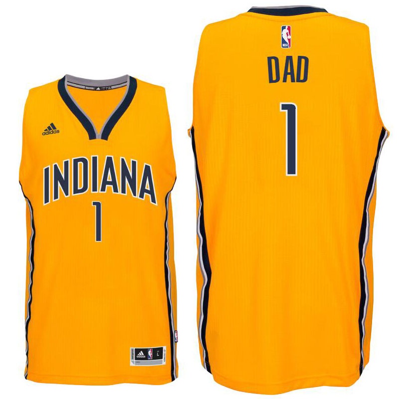 Men's  Father's Day Gift-Indiana Pacers #1 Dad Logo Jersey Gold