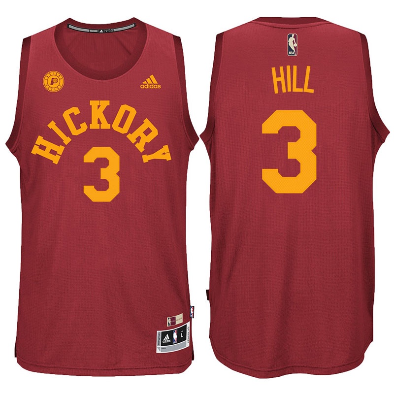 Men's  Pacers #3 George Hill Hickory Hardwood Classics Jersey Red