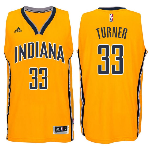 Men's  Pacers #33 Myles Turner 2014-15 New Swingman Jersey Gold