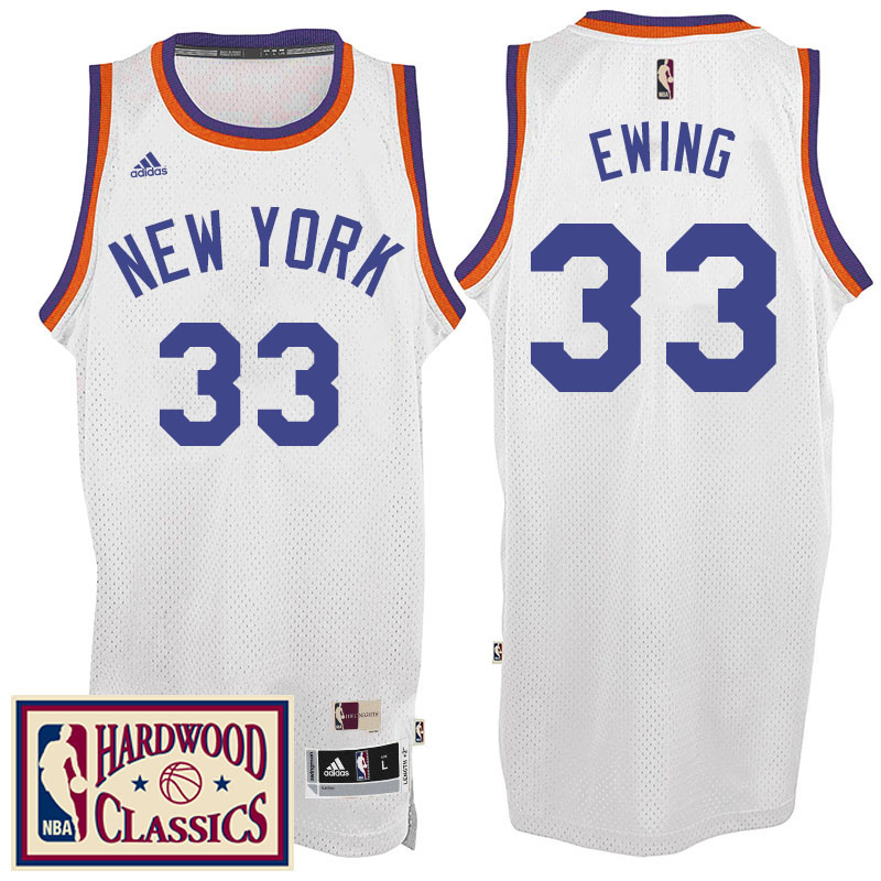 Men's  Patrick Ewing New York Knicks Throwback Hardwood Classics White Jersey