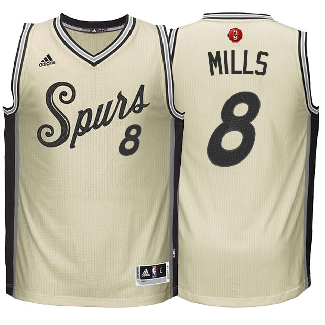 Men's  San Antonio Spurs #8 Patty Mills 2015 Christmas Day Swingman Jersey Cream