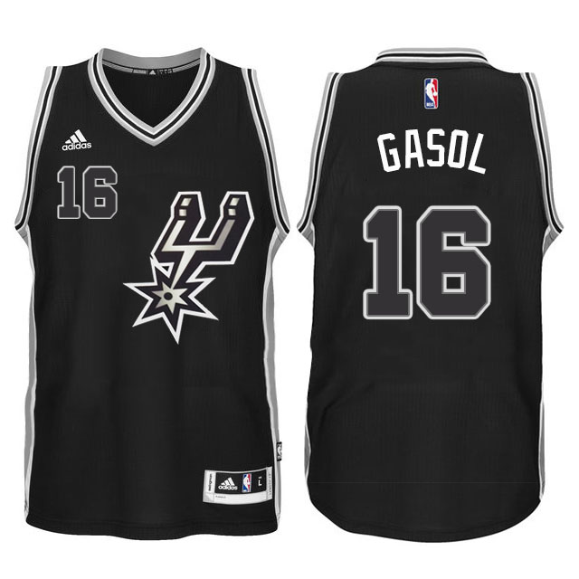 Men's  San Antonio Spurs# 16 Pau Gasol 2016-17 Black Signature Jersey