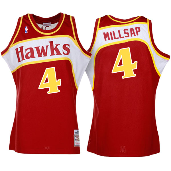 Men's  Paul Millsap Atlanta Hawks Hardwood Classics Authentic Throwback Red-white Jersey