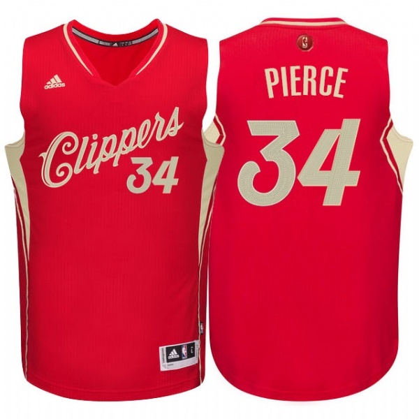 Men's  Clippers #34 Paul Pierce 2015 Christmas Jersey Red