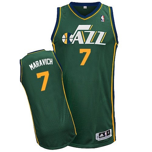 Men's  Jazz #7 Pete Maravich Authentic Green Jersey