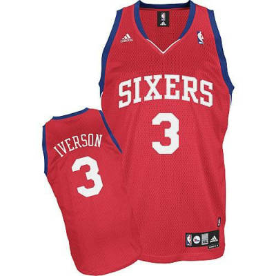 Men's  NBA Philadelphia 76ers #3 Allen Iverson Road Jersey