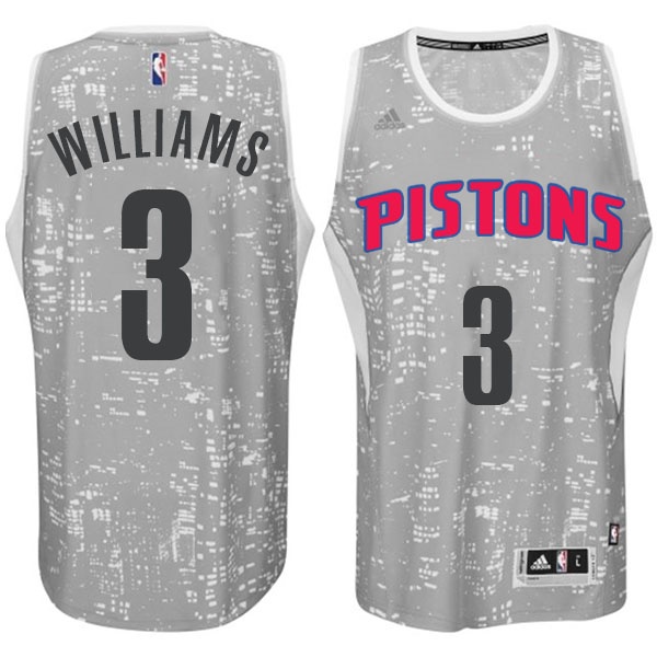 Men's  Detroit Pistons #3 Shawne Williams City Lights Jersey Grey