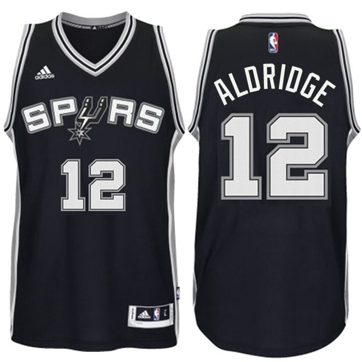 Men's  Spurs #12 LaMarcus Aldridge New Swingman Road Black Jersey