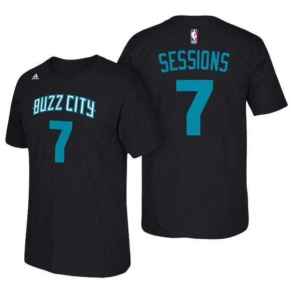 Men's  Ramon Sessions Charlotte Hornets Adidas Net Number Black T-shirt