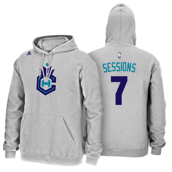 Men's  Ramon Sessions Charlotte Hornets Adidas Name Number Gray Pullover Hoodie