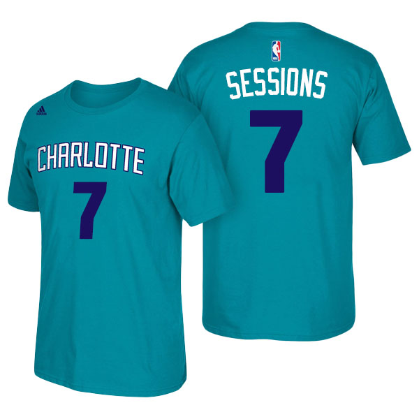 Men's  Ramon Sessions Charlotte Hornets Adidas Net Number Teal T-shirt