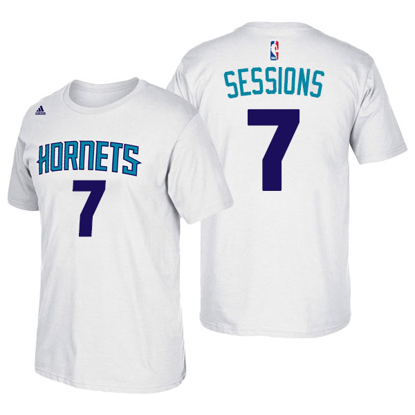 Men's  Ramon Sessions Charlotte Hornets Adidas Net Number White T-shirt