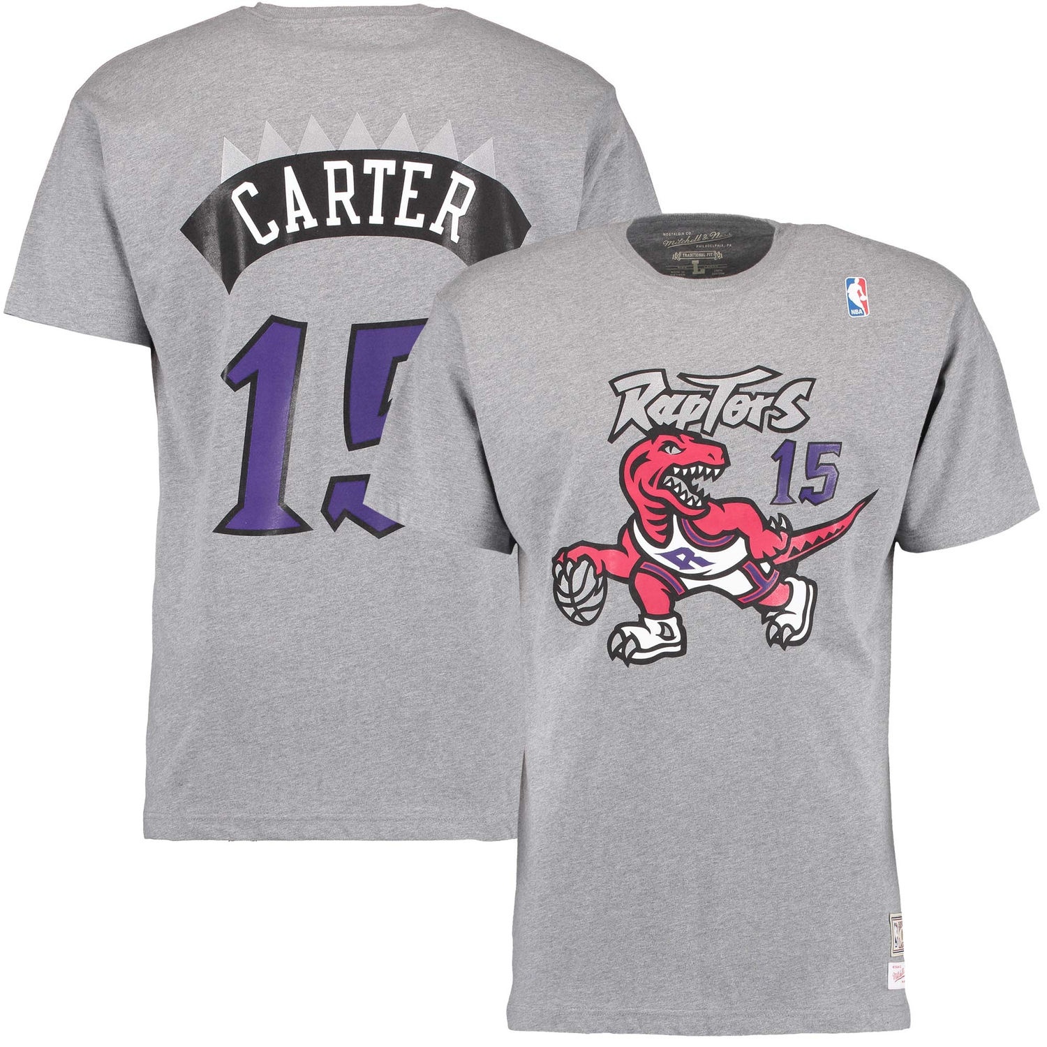 Men's  Raptors #15 Vince Carter Hardwood Classics T-Shirt Grey