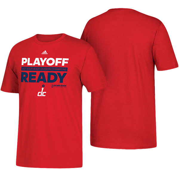 Men's  Washington Wizards Adidas 2017 NBA Playoffs Southeast Division Champions Ready Locker Room Red T-shirt