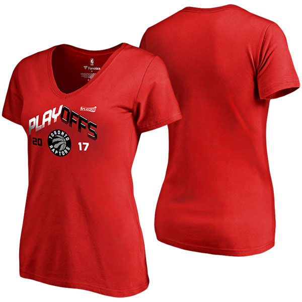 Women's Toronto Raptors Fanatics Branded 2017 NBA Playoffs Participant Triangle Slim Fit V-Neck Red T-shirt