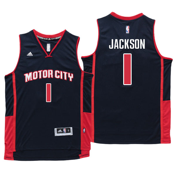 Men's  Reggie Jackson Detroit Pistons Motor City New Swingman Navy Blue Jersey