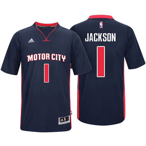 Men's  Reggie Jackson Detroit Pistons Motor City Pride Sleeved Navy Jersey