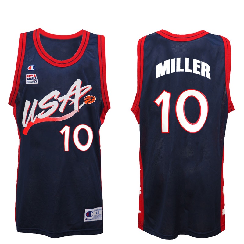 Men's Reggie Miller 1996 Atalanta Olympics USA Dream Team Navy Jersey