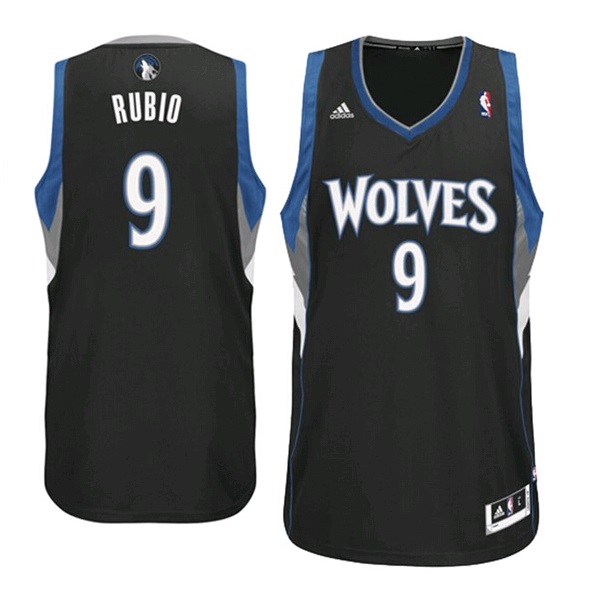 Men's  Ricky Rubio Timberwolves #9 Black Alternate Jersey