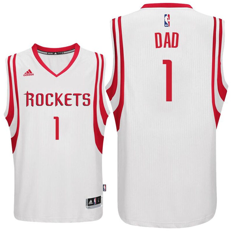 Men's  Father's Day Gift-Rockets #1 Dad Logo Swingman Jersey White