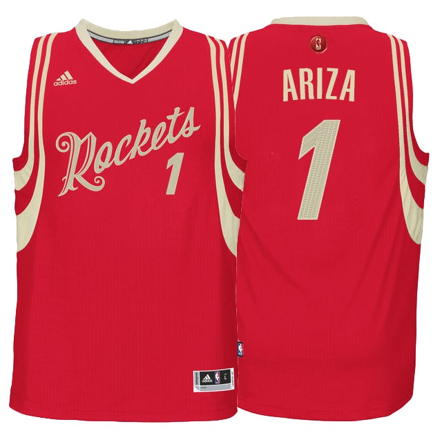 Men's  Rockets #1 Trevor Ariza 2015 Christmas red Jersey