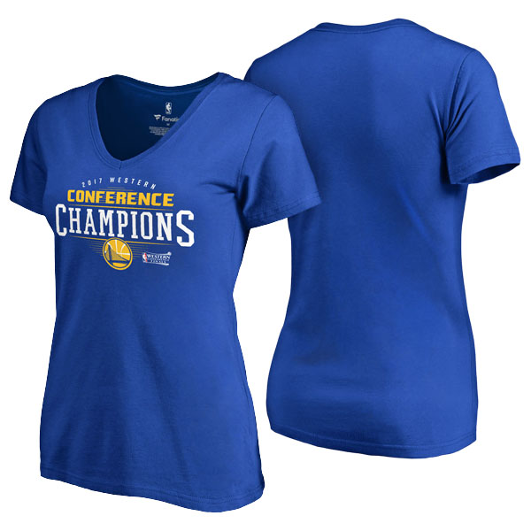 Women's Golden State Warriors 2017 NBA the finals Western Conference Champions Royal T-shirt