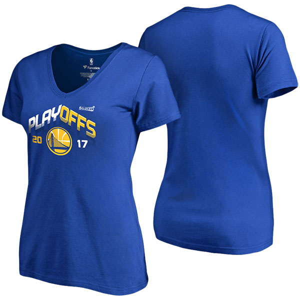 Women's Golden State Warriors Fanatics Branded 2017 NBA Playoffs Participant Triangle Royal T-shirt