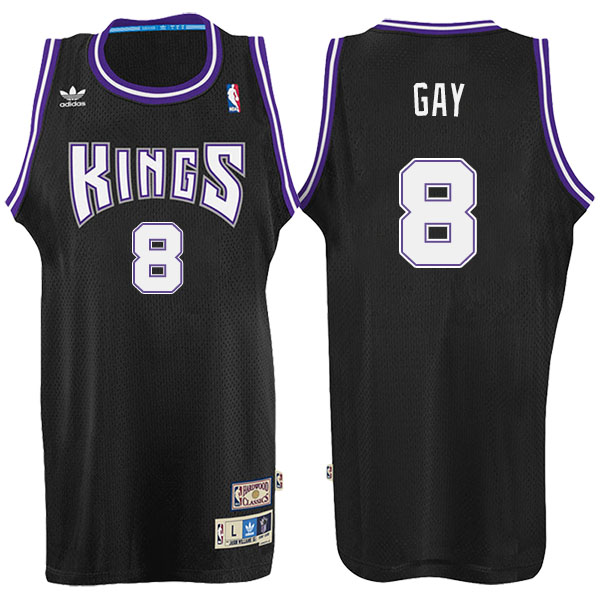 Men's  Rudy Gay Sacramento Kings Adidas Hardwood Classic Swingman Black Jersey