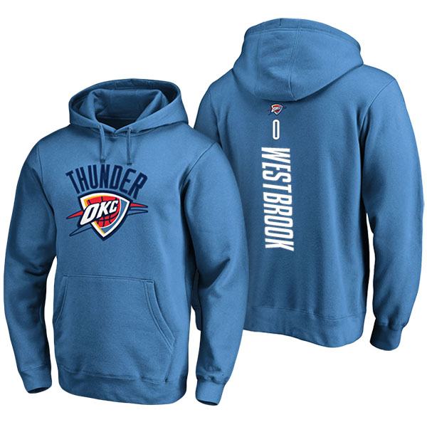 Men's  Russell Westbrook Oklahoma City Thunder Personalized Backer Blue Pullover Hoodie