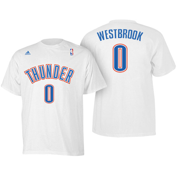 Men's  Russell Westbrook Oklahoma City Thunder Adidas Net Number White T-shirt