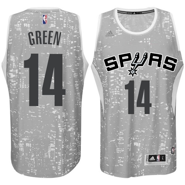 Men's  San Antonio Spurs #14 Danny Green City Jersey Light Grey