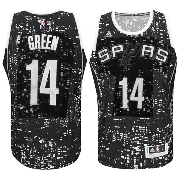 Men's  San Antonio Spurs #14 Danny Green City Lights Jersey Black