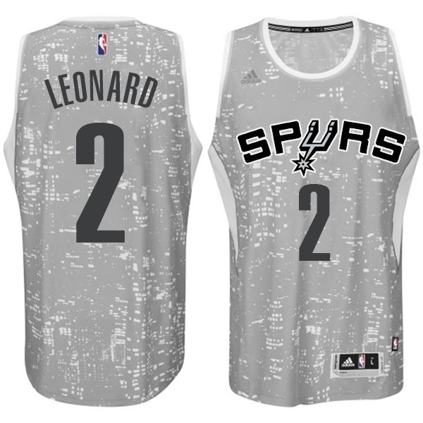 Men's  San Antonio Spurs #2 Kawhi Leonard City Jersey Light Grey