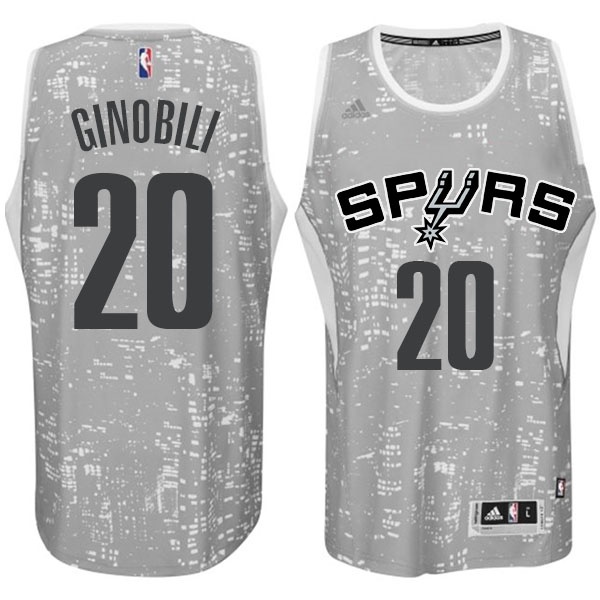 Men's  San Antonio Spurs #20 Manu Ginobili City Jersey Light Grey