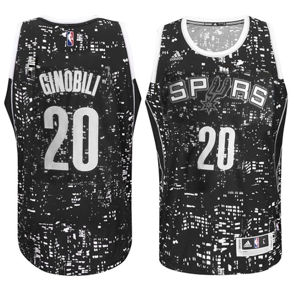 Men's  San Antonio Spurs #20 Manu Ginobili City Lights Jersey Black