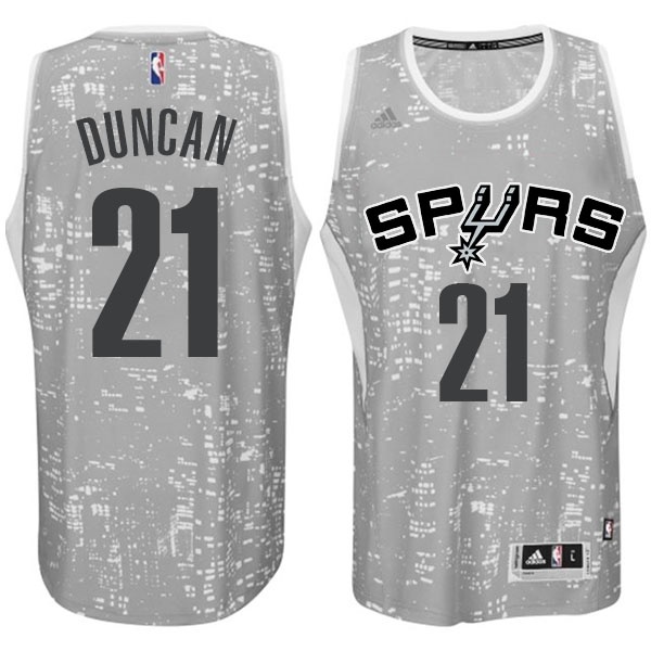 Men's  San Antonio Spurs #21 Tim Duncan City Jersey Light Grey