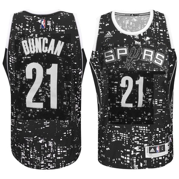 Men's  San Antonio Spurs #21 Tim Duncan City Lights Jersey Black