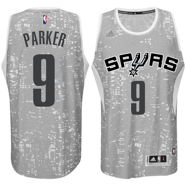 Men's  San Antonio Spurs #9 Tony Parker City Jersey Light Grey