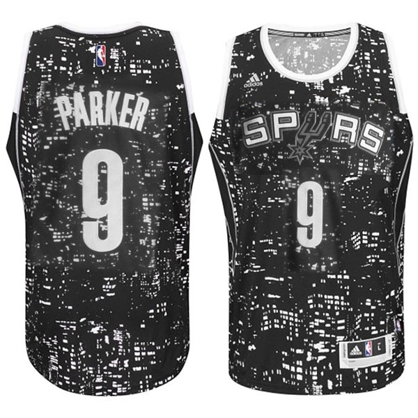 Men's  San Antonio Spurs #9 Tony Parker City Lights Jersey Black