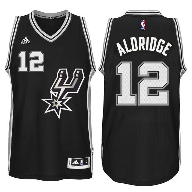 Men's  Spurs #12 LaMarcus Aldridge 2015-16 Black Signature Spur Jersey