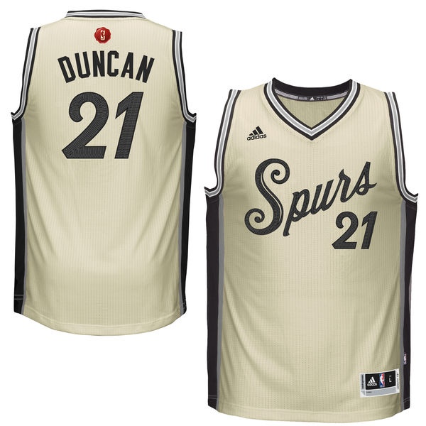 Men's  Spurs #21 Tim Duncan Christmas Cream Jersey