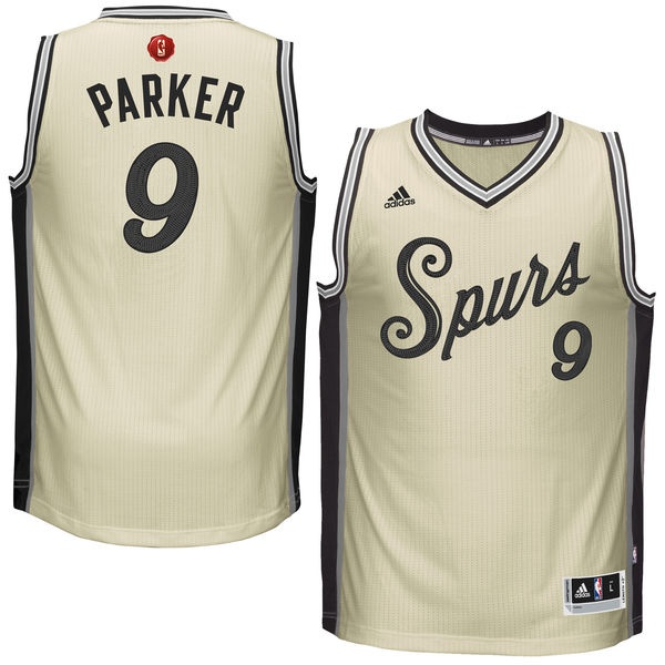 Men's  Spurs #9 Tony Parker Cream Christmas Jersey