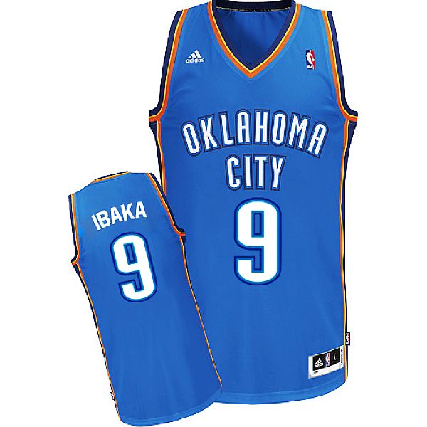 Men's  Thunder #9 Serge Ibaka Revolution 30 Swingman Blue Jersey