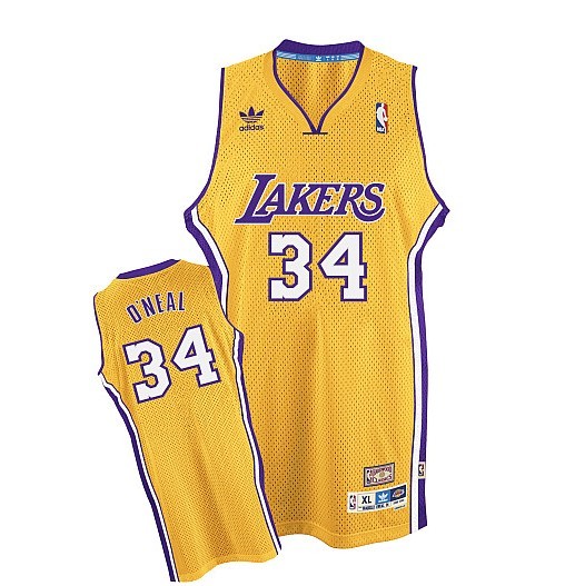 Men's  Los Angeles Lakers #34 Shaquille O'Neal Gold Yellow Jersey