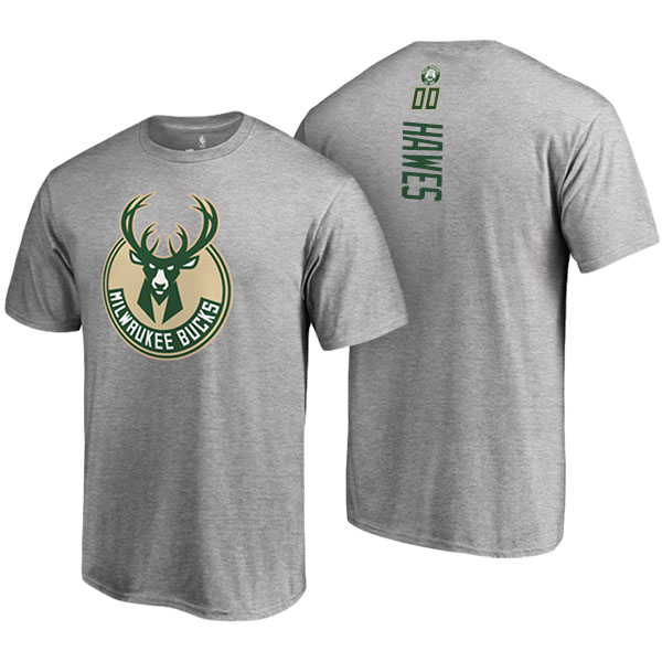 Men's  Spencer Hawes Milwaukee Bucks Backer Name Number Gray T-shirt